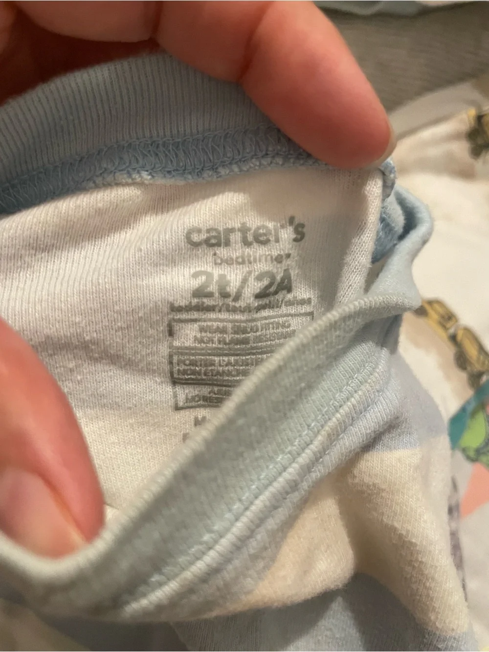 Carter's Light Blue & White Striped Whale Pajama Set